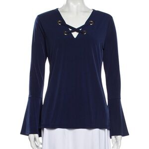 Michael Kors Navy Long Sleeve Top with Bell Sleeves